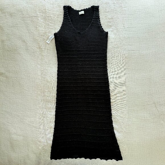 NWT Aritzia Wilfred Ephron Black Crochet Midi Dress - Picture 2 of 7